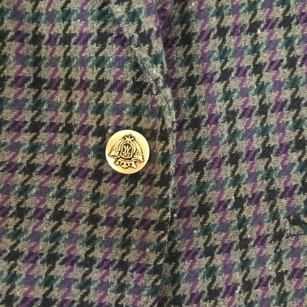 Vintage Houndstooth Blazer 100% Pure New Wool - Picture 6 of 7